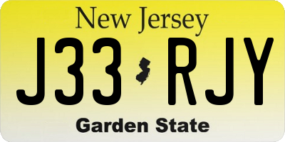 NJ license plate J33RJY