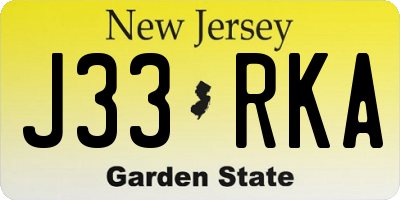 NJ license plate J33RKA