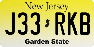 NJ license plate J33RKB