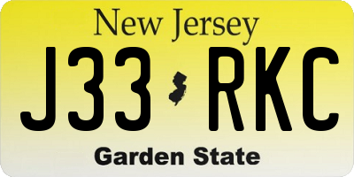 NJ license plate J33RKC