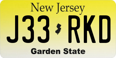NJ license plate J33RKD