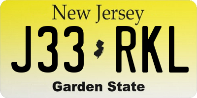 NJ license plate J33RKL