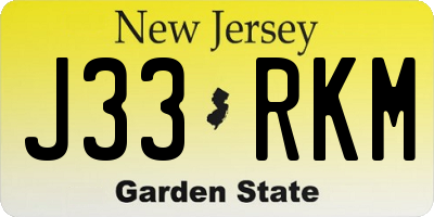 NJ license plate J33RKM