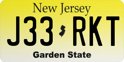 NJ license plate J33RKT