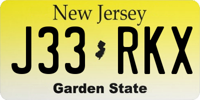 NJ license plate J33RKX