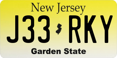 NJ license plate J33RKY