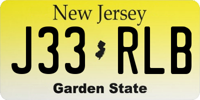 NJ license plate J33RLB