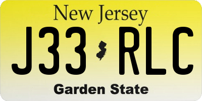 NJ license plate J33RLC