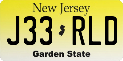 NJ license plate J33RLD