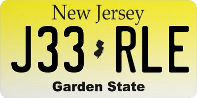 NJ license plate J33RLE