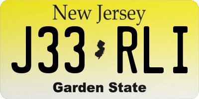 NJ license plate J33RLI