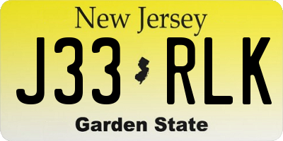 NJ license plate J33RLK