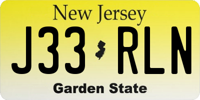 NJ license plate J33RLN