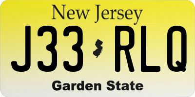 NJ license plate J33RLQ