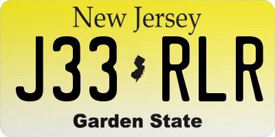 NJ license plate J33RLR
