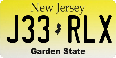 NJ license plate J33RLX