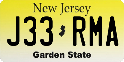 NJ license plate J33RMA