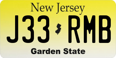 NJ license plate J33RMB
