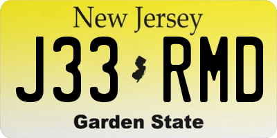 NJ license plate J33RMD