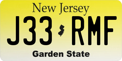 NJ license plate J33RMF
