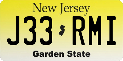NJ license plate J33RMI