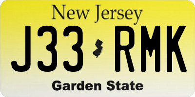 NJ license plate J33RMK