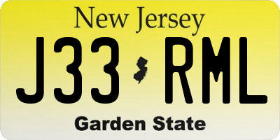 NJ license plate J33RML