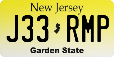 NJ license plate J33RMP