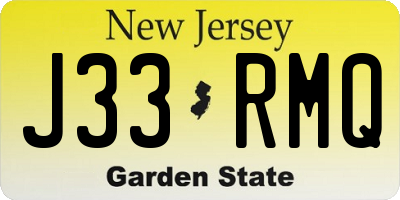 NJ license plate J33RMQ