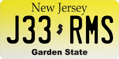NJ license plate J33RMS
