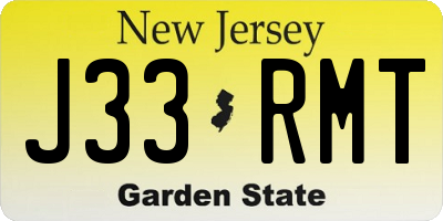 NJ license plate J33RMT