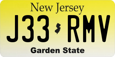 NJ license plate J33RMV