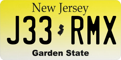 NJ license plate J33RMX