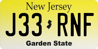 NJ license plate J33RNF