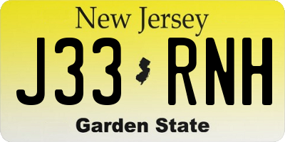 NJ license plate J33RNH