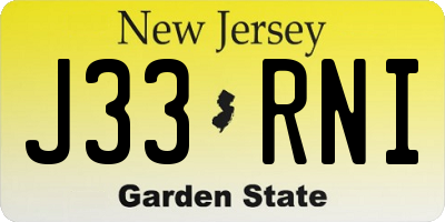 NJ license plate J33RNI