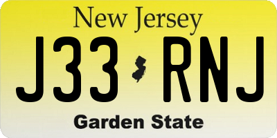 NJ license plate J33RNJ