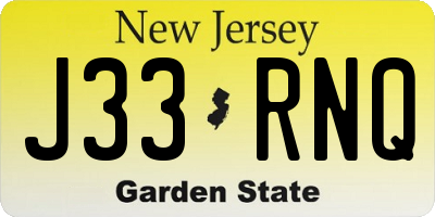 NJ license plate J33RNQ
