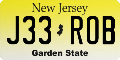 NJ license plate J33ROB