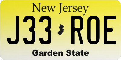 NJ license plate J33ROE