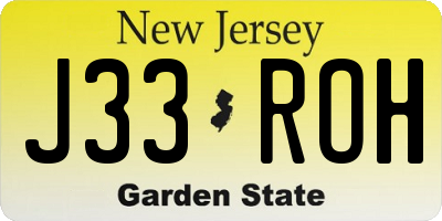 NJ license plate J33ROH