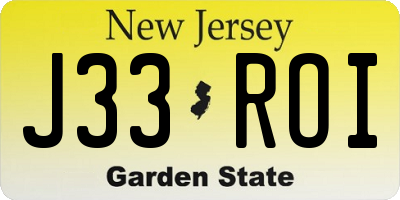 NJ license plate J33ROI