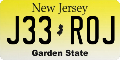 NJ license plate J33ROJ