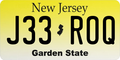 NJ license plate J33ROQ