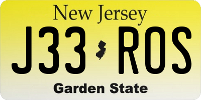 NJ license plate J33ROS