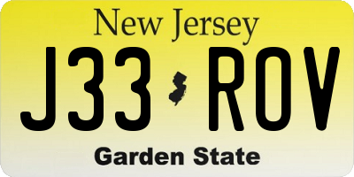 NJ license plate J33ROV