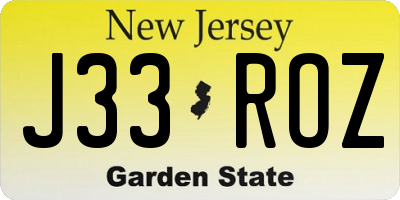 NJ license plate J33ROZ