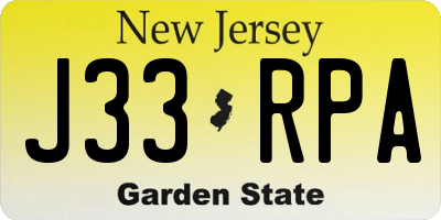 NJ license plate J33RPA