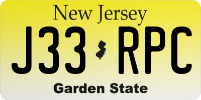 NJ license plate J33RPC