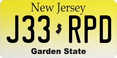 NJ license plate J33RPD